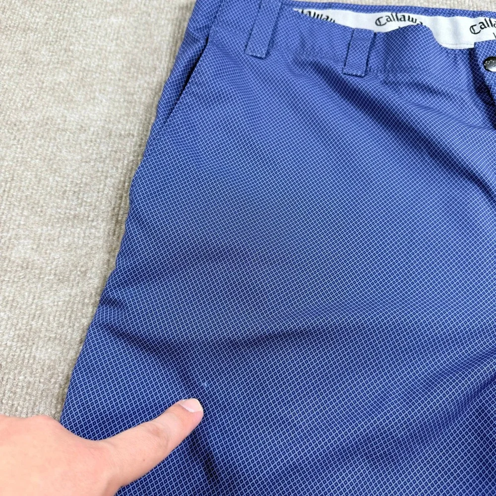 Callaway Mens Blue Geometric Micro Print Golf Shorts Size 40 Performance Stretch